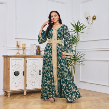 Robe musulmane à imprimé floral avec bas de robe