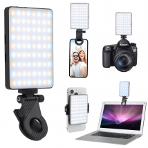 Lumière LED portable pour selfies, 2 500 K-9 000 K, pour vidéoconférence, diffusion en direct, pour téléphone portable, iPad, ordinateur portable, appareil photo