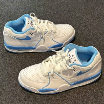 Nike Air Flight 89 : chaussures de basket-ball rétro basses, confortables, antidérapantes et résistantes, en blanc et bleu