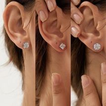 Unisex geometric zircon earrings, fashionable and versatile single diamond earrings, unisex popular earrings