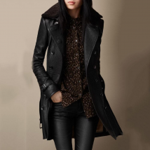 Vêtements pour femmes Veste en cuir à col en fourrure pour femme avec veste en cuir épaisse