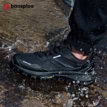 Baasploa Men Hiking Shoes New Casual Breathable Lace-Up Walking Shoes Male Outdoor Climbing Non-slip Wear-resistant Sneakers