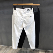 Men's Clothing Solid Color High-end Jeans For Men Trendy Brand High-end Elastic Slim-fit Slim-fitting Popular Online Style Versatile Casual Trousers