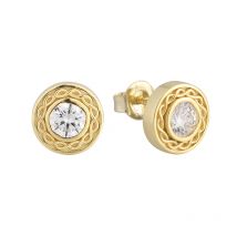 Personalized White Zircon Round Earrings With Diamond Heart Shaped Earrings With Zircon Daily Commuting Silver Needle Earrings For Women