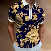 Polo à impression numérique 3D pour hommes T-shirt décontracté pour hommes