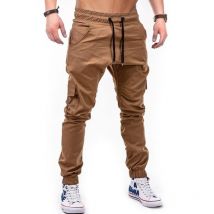 Pantalon de survêtement cargo multipoches en tissu tissé pour homme