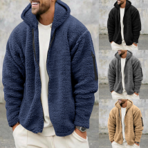 Vêtements pour hommes automne hiver double face polaire veste chaude ample à capuche manteau décontracté