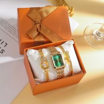 Ensemble montre et bijoux pour femme, montre vintage en acier, montre à quartz tendance, coffret cadeau