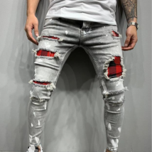 Jeans pour hommes Jeans Peinture Trous déchirés Mode Jeans populaires Hommes
