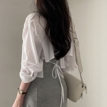 2024 Spring and Autumn Korean Long sleeved Sunscreen Shirt, Caution Machine Back Strap Shirt for Women