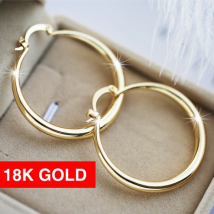 Longrui Boucles d'oreilles exagérées Mode Boucles d'oreilles simples en or Grandes boucles d'oreilles rondes Boucles d'oreilles brillantes exquises Boucles d'oreilles