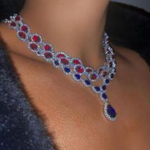 New Blue Water Drop Rhinestone Necklace INS Popular Diamond-encrusted Gemstone Necklace Luxury Necklace