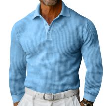 T-shirt à manches longues et revers gaufré pour homme
