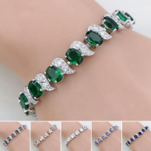 Yamaler Femmes Bracelet Feuille Charme Élégant Classique Réglable Bleu Strass Intégré Dames Bracelet Bijoux De Mode