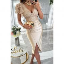 Women's  spring and summer new casual short-sleeved slit dress party women's dress