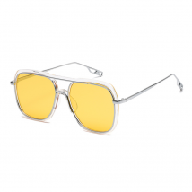 Nouvelle marque à la mode personnalité carré double faisceau lunettes de soleil Xiaohongshu mode lunettes de soleil net rouge même style miroir plat
