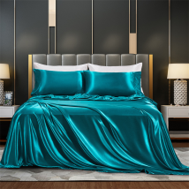 pure color satin silk four piece set simple sheets, mattress covers, pillowcases and bedding
