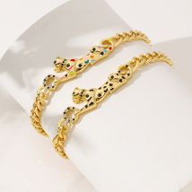 Nouveau bracelet léopard africain en micro zircon plaqué cuivre véritable or personnalisé hip hop unisexe