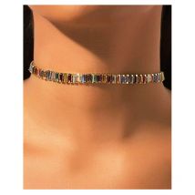 Personalized Alloy Color Rhinestone Short Necklace Cross Border Choker Fashion Ladies Necklace