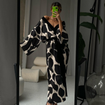 Women's clothing satin pajamas for women spring large size three-quarter sleeves cool nightgown bathrobe home wear for women