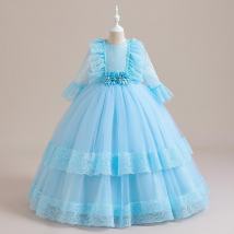 Baby clothes Girls' performance costume Pompadour dress Lolita Princess style lace mesh children's piano costume