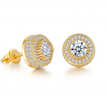 Hot hip hop zircon earrings for men and women with full diamond gold plated threaded earrings, hot earrings