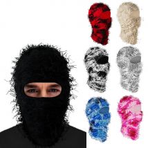 Nouveau couvre-chef tricoté chaud couvre-chef personnalisé camouflage jacquard bandeau à trou unique chapeau coupe-vent de ski en peluche