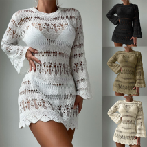 Visière de plage pour femmes, maille ajourée, manches longues, chemise de protection solaire, visière de bikini de vacances hawaïennes