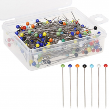 100Pcs 38mm Sewing Needles Colored Glass Head Bead Pin Fixed Safety Thumbtacks Straight Pins Dressmaking Jewelry Decorate