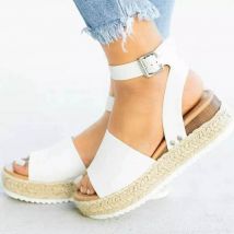 Chaussures pour femmes, sandales à semelles épaisses avec boucle, semelle compensée en corde, semelle légère, semelle épaisse, talons hauts pour femmes