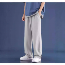 Men's Clothing Summer Thin Pants Men's Trendy Brand Loose Large Size Ice Silk Casual Pants Drape Straight Elastic Quick Drying Long Pants