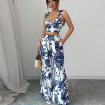 Ensemble deux pièces sexy à imprimé floral pour femme