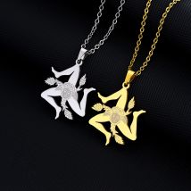 Collier pendentif en acier inoxydable, italie, ville de sicile, Style familial, accessoires en titane pour Couples