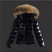 Veste à capuche pour femme Veste en coton avec fourrure et fermeture éclair