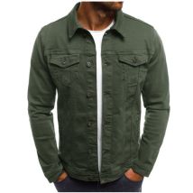 Men's Denim Jacket Casual Solid Color Jacket Cardigan Button Tooling Jacket Men