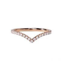 Bague élégante en forme de V plaquée diamant en or blanc, fine et exquise, en forme de V, micro incrustée de zircons, bague pour petit doigt, bague en diamant pour femme