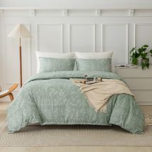 Bedding Sets Brushed Print Green Hand Painted Plant Flower Quilt Set Bedding Three Piece Set