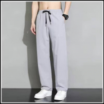 Men's Clothing Ice Silk Straight Pants Men's Summer Thin Quick Drying Men's Pants Trendy Brand Summer Wide Leg Casual Pants Men