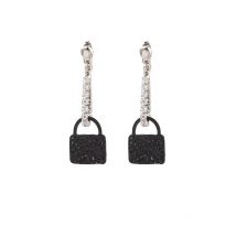 Women's Earrings Light luxury senior sense flash diamond black handbag earrings ins personality temperament earrings female cold wind niche earrings