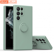 Étui en Silicone liquide pour Samsung Galaxy S22 Ultra, S20, S21, FE, S21 Plus, avec anneau de support, coque de téléphone pour Samsung S21, S20 U