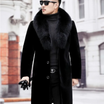 Vêtements pour hommes Manteau de fourrure Manteau mi-long en fourrure de vison et polaire pour hommes Manteau épais et chaud pour hommes