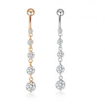 Anneau de nombril de luxe, chaîne en Zircon, pendentif en or, Piercing exquis, anneau de nombril, clou