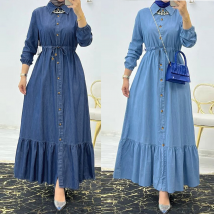 Robe à manches longues et col rond pour femme