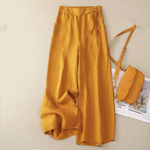 [Coton et lin] Vêtements pour femmes Pantalons larges en coton et lin littéraires
