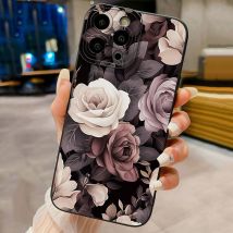 Coque de téléphone à motif floral pour iPhone 16 15 14 Pro Max 13 12 11 XS X XR 7 8 Plus SE2022 SE3 Housse en silicone souple antichoc