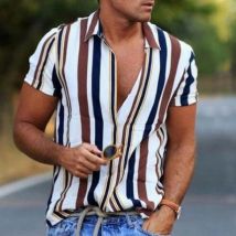 Vêtements pour hommes été nouvelle chemise rayée chemise décontractée pour hommes à manches courtes shopify