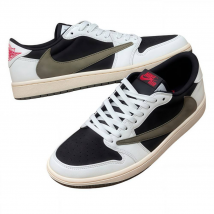 Nike‘s Air Jordan 1 Low Medium Olive OG Canary TravisXscott Sports Retro Basketball Shoes Athletic Sneakers Trainers Black Toe Shadow
