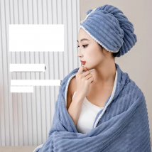 Candy strip soft quick-drying absorbent thickened extra large towel bath towel shower cap three-piece set lint-free home Bath