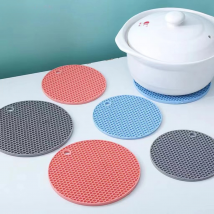 Tapis de table à manger en silicone isolant circulaire anti-brûlure, séparateur en nid d'abeille résistant aux hautes températures