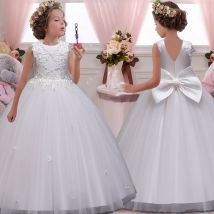 Robe tutu princesse à manches volantes pour fillette, petite robe perlée pour anniversaire, communion, fête, Nouvel An, Noël, 2024